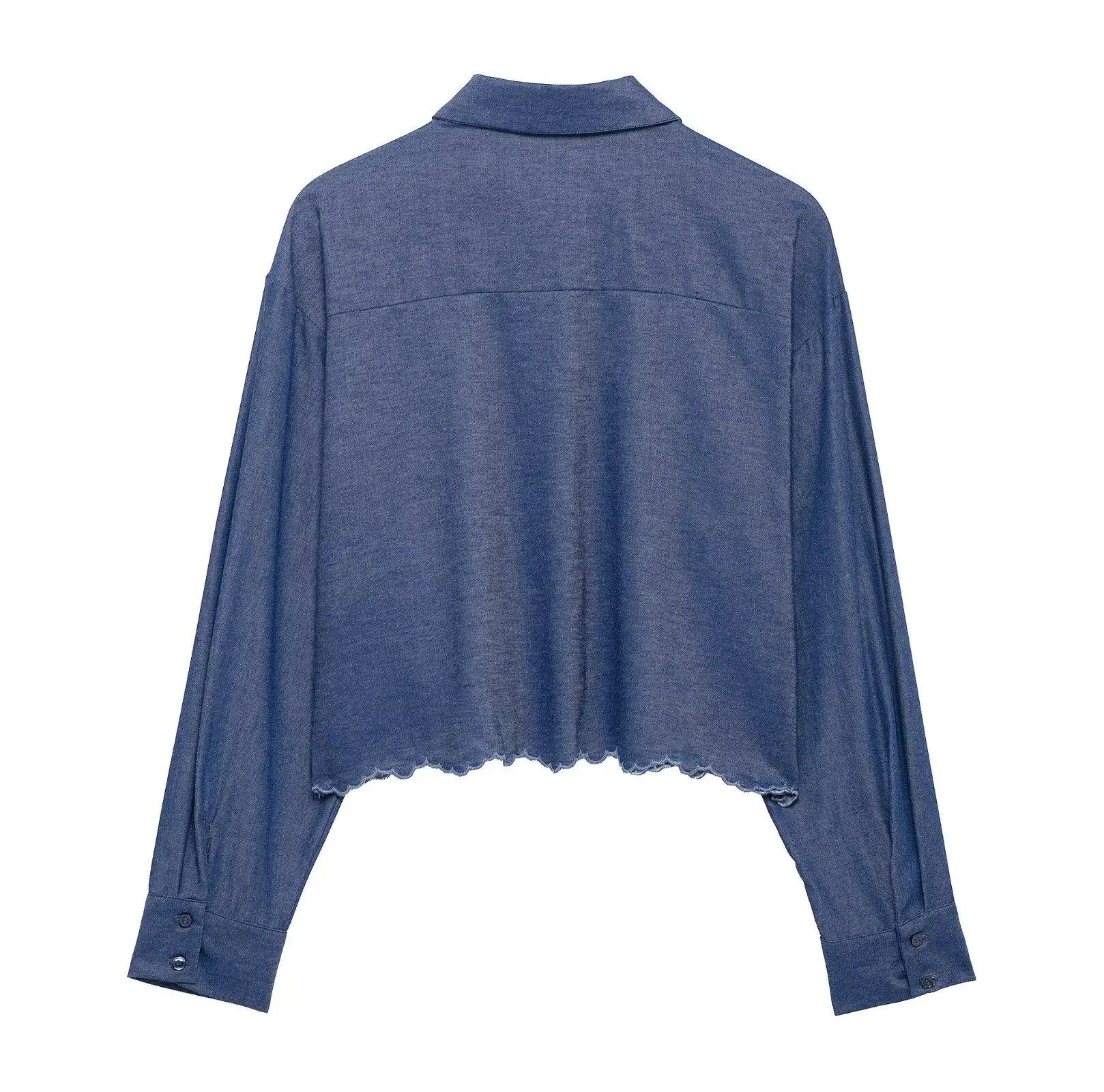 Zevity Women Fashion Hem Hollow Out Embroidery Breasted Casual Blouse Female Long Sleeve Shirt Chic Chemise Blusas Tops LS2612
