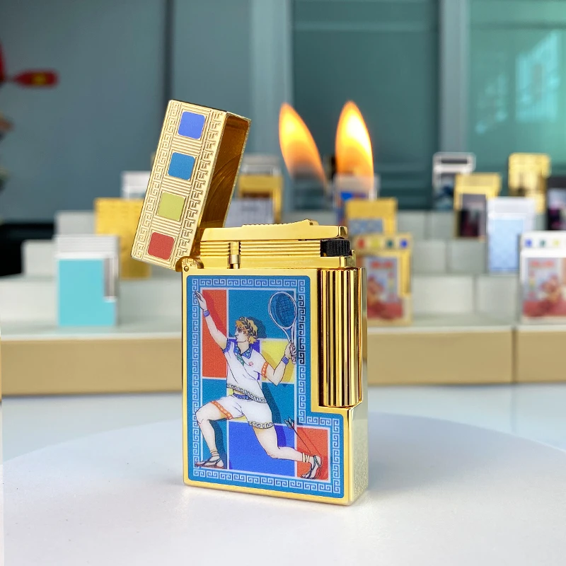 New commemorative edition luxury butane lighter single and double flame flat tone natural paint smoker L2 series 19023