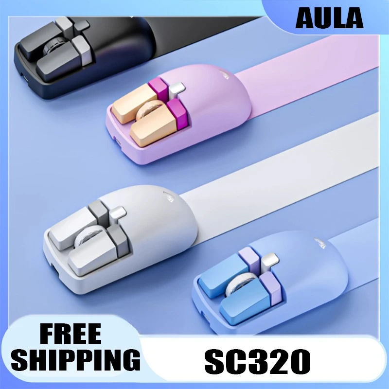 

AULA SC320 Mini Mouse Wireless 2.4G Dual-mode Bluetooth Charging Cute Girl for PC Laptop Ipad Office Esports Gamer Boy Gift