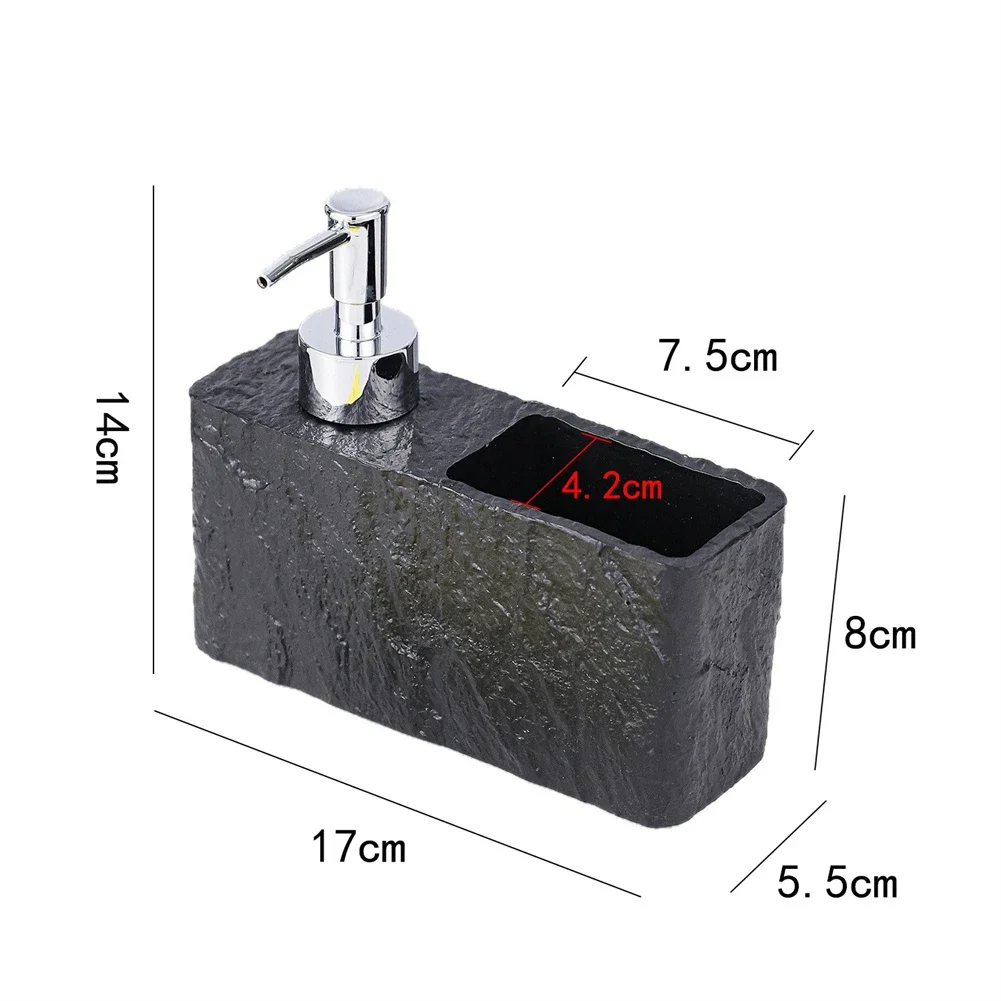 

Soap Dispenser Hand Pump Bottle With Sponge Holder For Bathroom Kitchen Sink Black/rock Like Soap Dispenser 17x5.5x14.5cm
