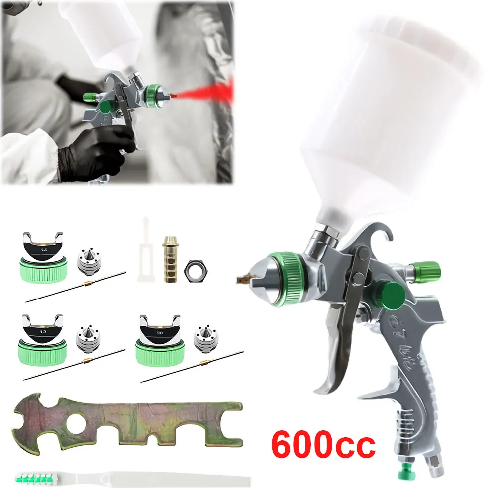 

1.4/1.7/2.0mm Nozzle Professional HVLP Spray Gun 600cc Gravity Spray Gun Home Automatic Paint Spray Gun Tools