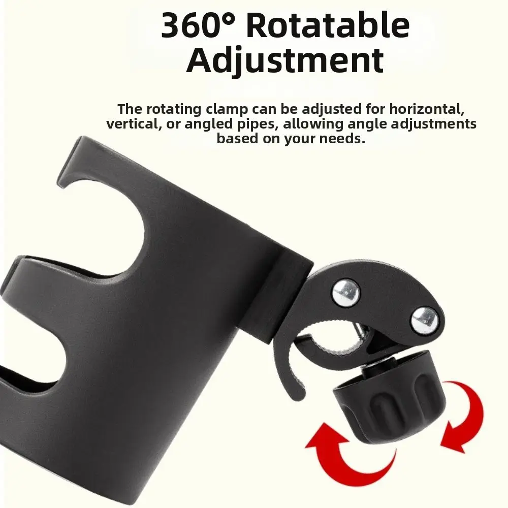 Multifunctional Strollers Cup Holder Black Plastic Adjustable Clamp Bicycle Bottle Rack Universal Design Armrest Mount