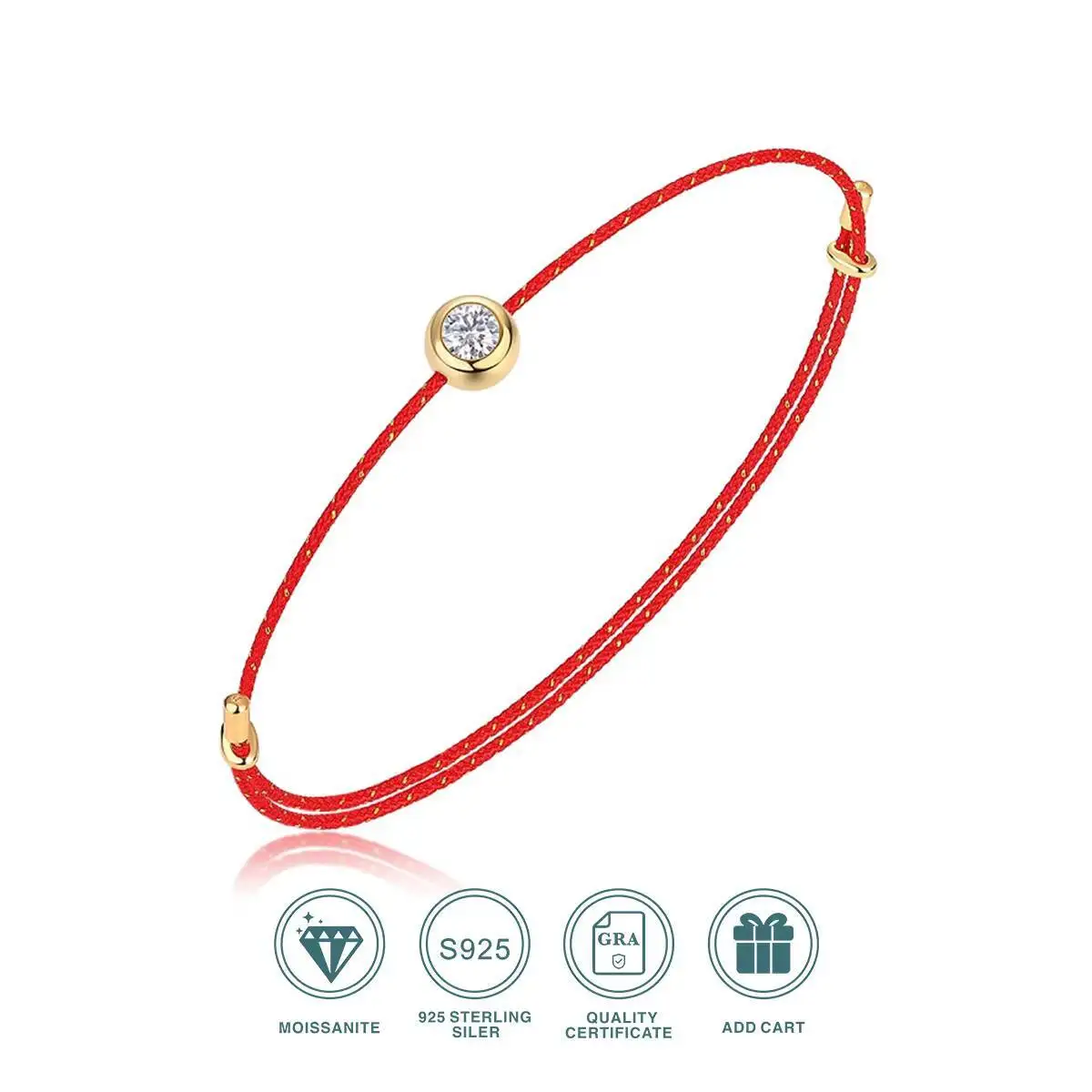 SG D Color VVS1 Moissanit-Armband, GRA-zertifiziert, 0,3 Karat Labordiamant, verstellbares Armband in 6 Farben, eleganter Schmuck für Damen – Detail 2