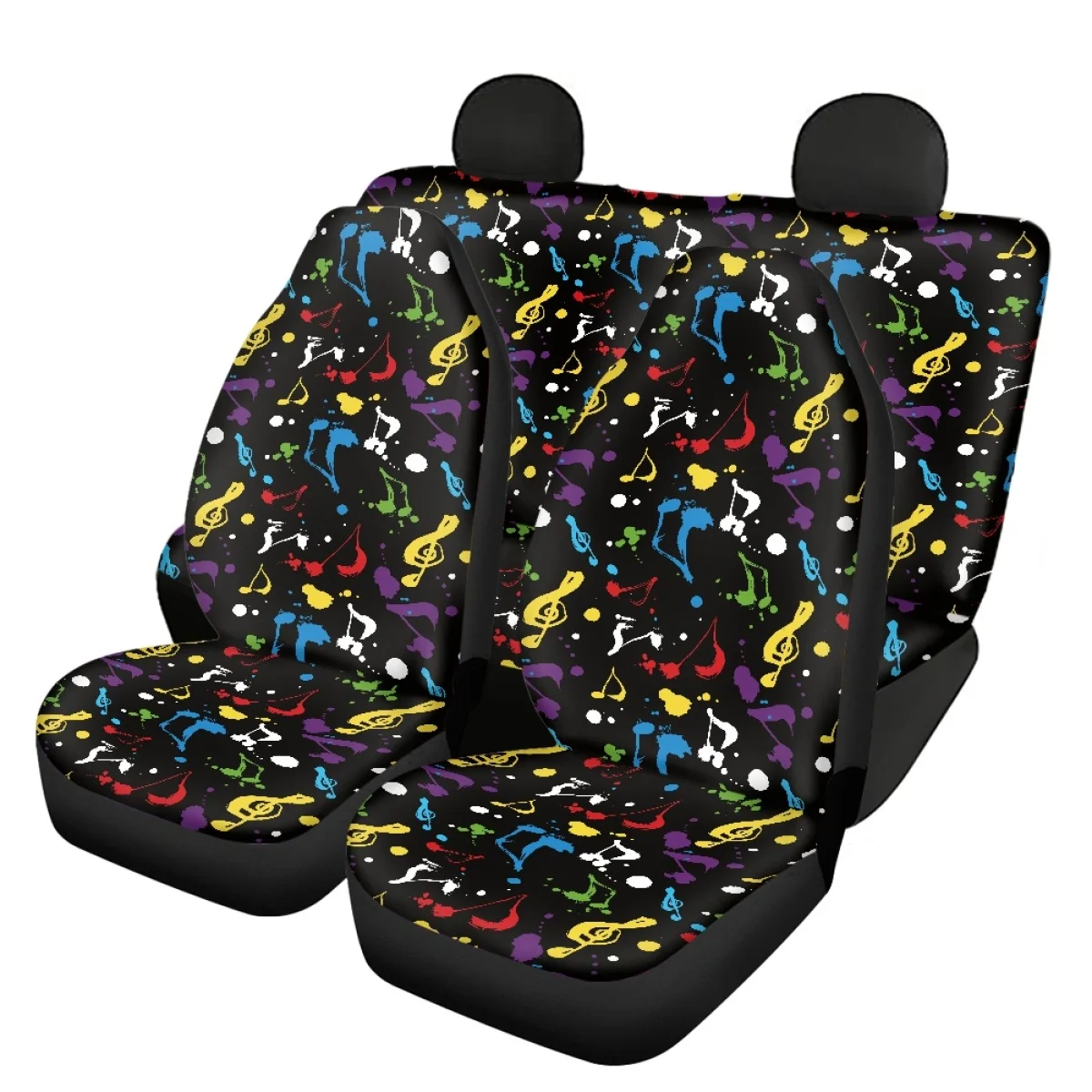 

Musical Note Design Car Seat Covers Elastic Remove Auto Seat Cover 4pcs Full Set Front&Back Vehicle Seat Cushion Cover Durable