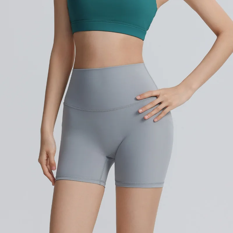 

Однотонные женские спортивные шорты, быстросохнущие спортивные шорты с тремя точками, уличные брюки для йоги с высокой талией персикового цвета на бедрах