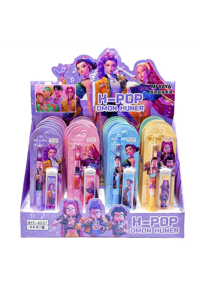 مجموعة أقلام الرصاص والممحاة من kpop Demon Hunter، أدوات مكتبية لطلاب المدارس، رسم الكتابة للأطفال للهدايا #6