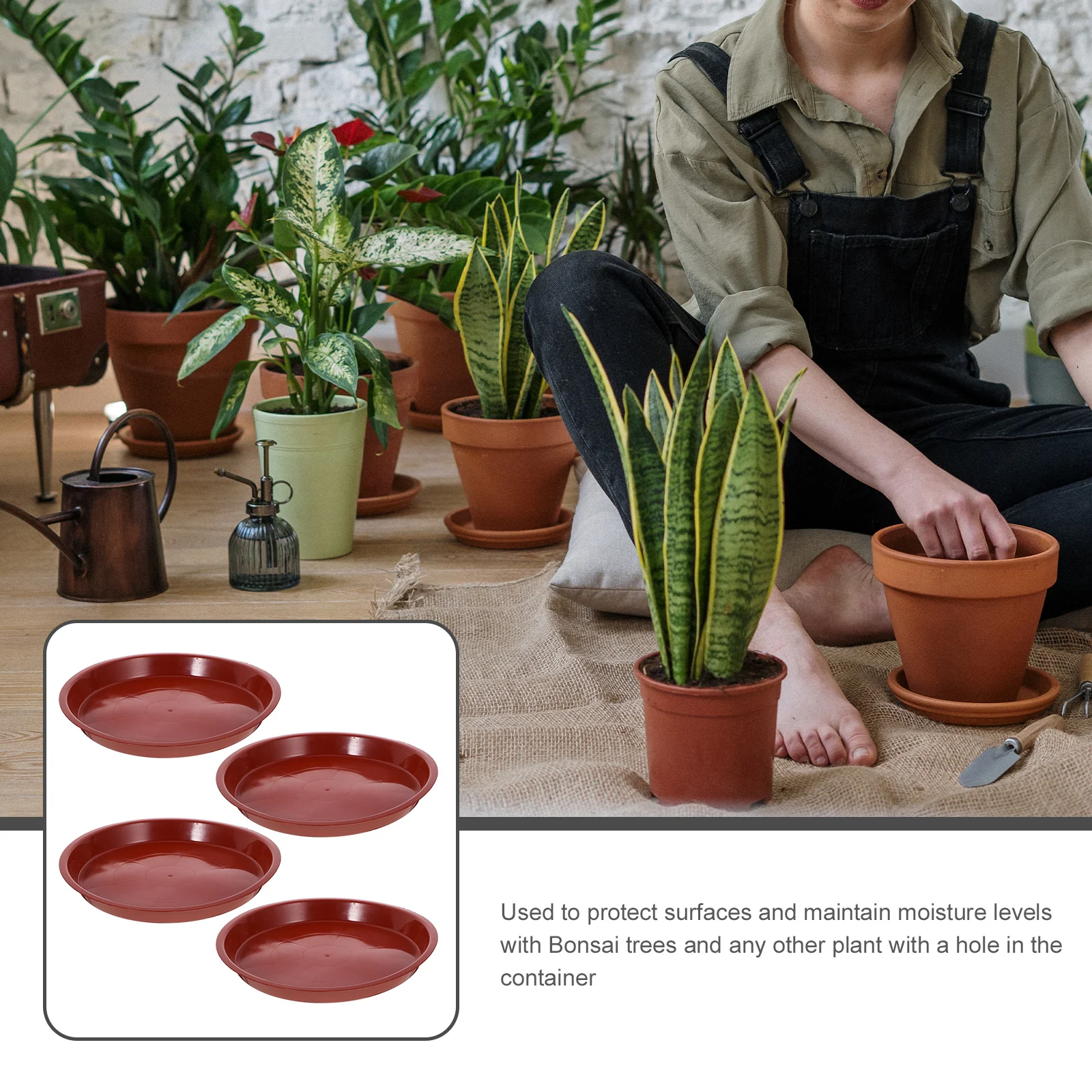 

4pcs Flower Pot Trays Durable Heat Resistant Plant Saucers Premium Material Indoor Succulent Tray Protect Surfaces Moisture