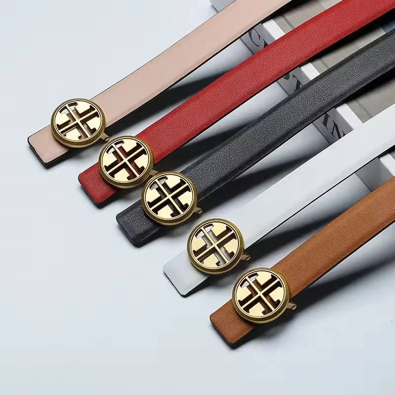 

New Thin 2.5cm Women Belt Designer ladies Reversible Genuine Leather Belts For Women Female Belt Buckle for Jeans dress belt