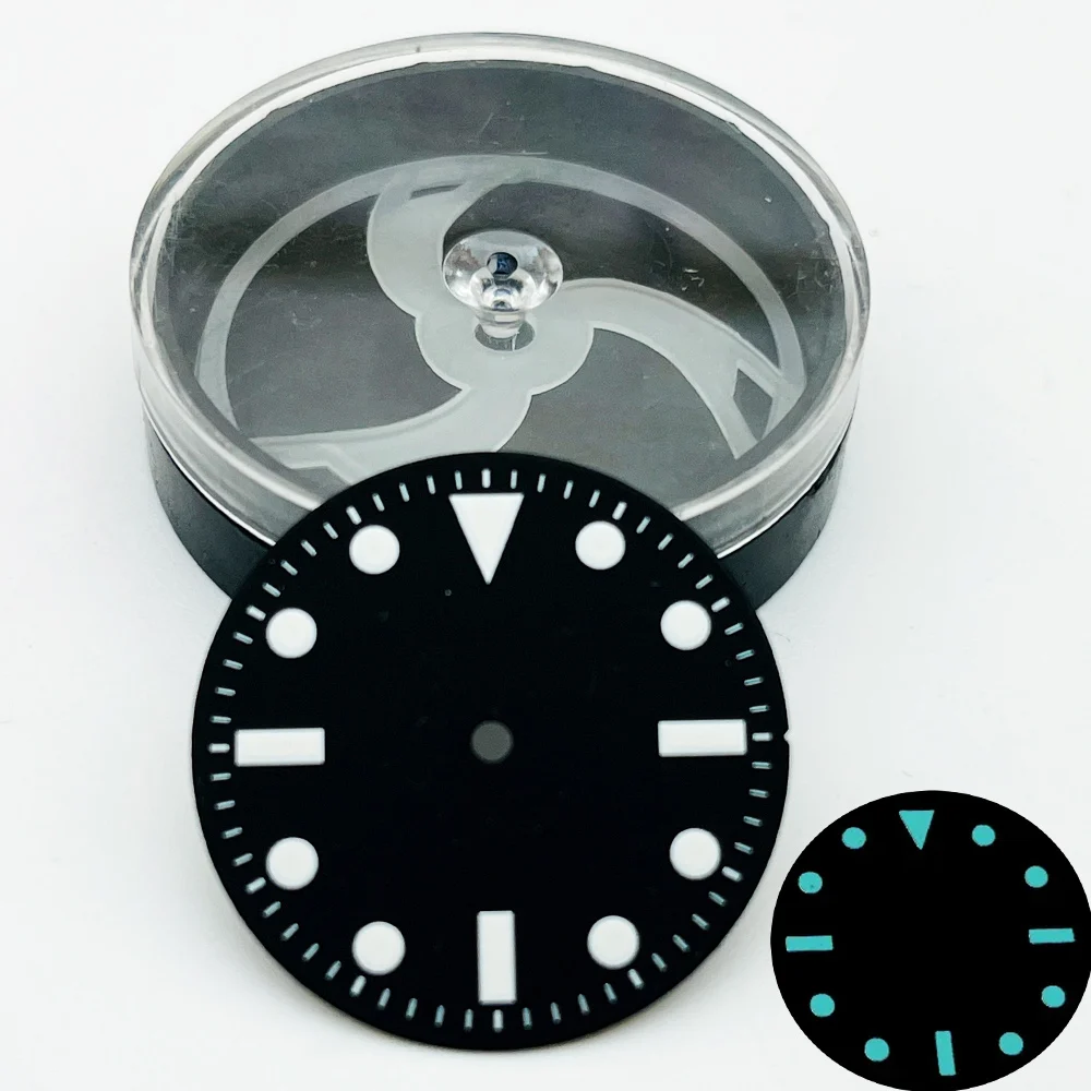 28.5mm Dial Blue Green Luminous Watch Dial Fit for NH35 NH36 7s26 Movement SKX007 SPRD 6105 Turtle Watch Case NH35 NH36 Dials