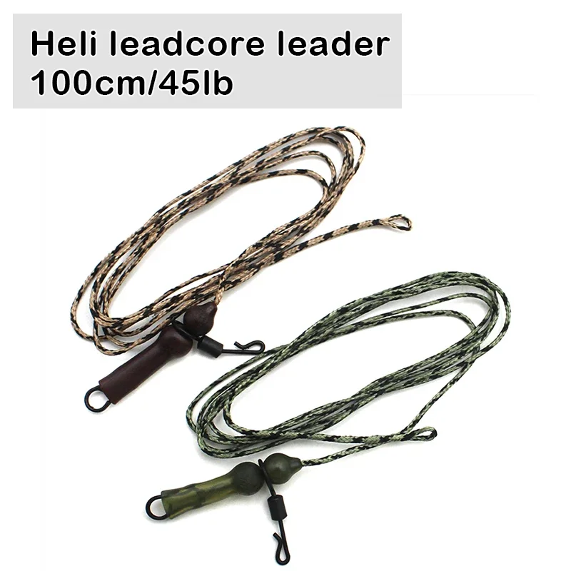 

2pcs Carp Fishing Rig Line Heli Leadcore Leader 100cm/45lb Camo Green/Camo Brown For Carp Helicopeter Rig Accessories Tackle