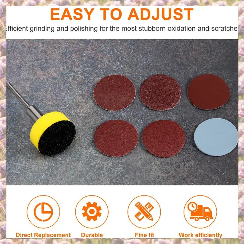 

100Pcs 25Mm 1 Inch Sander Disc Sanding Disk 100-3000 Grit Paper With 1Inch Abrasive Polish Pad Plate + 1/8 Inch Shank For Dremel