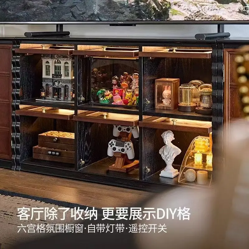 Solid wood module combination bone line living room floor advanced sense chest