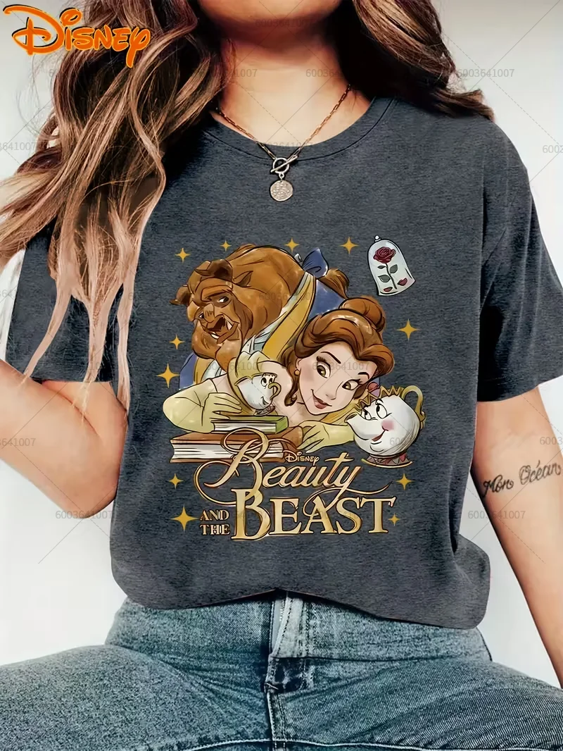 Camiseta de algodón para hombre y mujer, camiseta elegante de Bella y La Bestia de Disney, tetera Mrs. Series, Unisex, de manga corta, informal, de gran tamaño