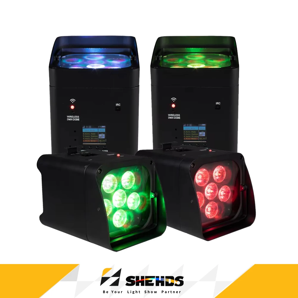 

SHEHDS 4PCS/6PCS LED Par Light 6x18W RGBAW+UV Battery Wireless Remote Control Wifi APP Smart For DJ Disco Nightclub Party