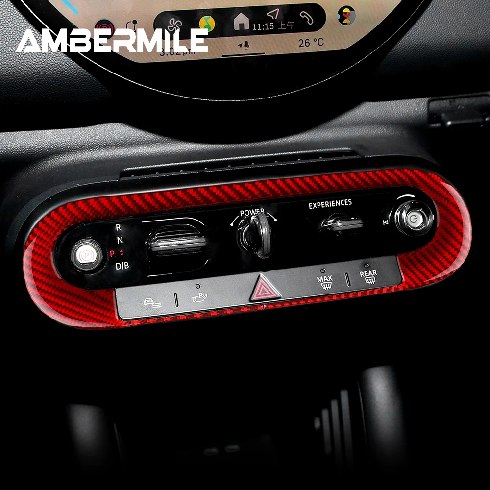 For Mini Countryman U25 F65 F66 F67 Cooper S E SE J01 EV J05 Aceman 2024 2025 Car Central Control Button Frame Soft Carbon Fiber