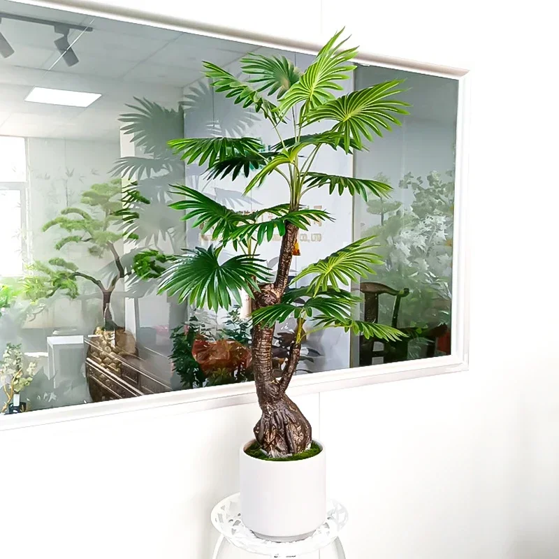 110cm Large Artificial Plants Potted Fake Monstera Tropical Palm Tree Plastic Leaves Floor Bonsai For Home Office Outdoor Decor