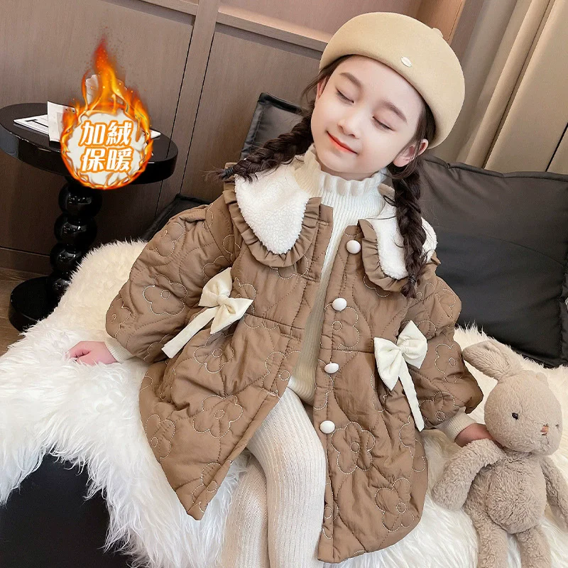 

Girls Velvet Warm Coats Autumn Winter Clips Cotton-padded Clothes Kids Fashionable Fleece Jackets Children Clothes Outerwear