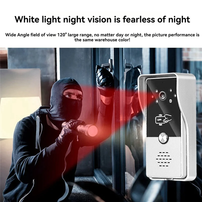 FULL-Smart Wired Video Intercom Video Intercom Doorbell Suitable For Home Outdoor Doorbell With Display EU Plug