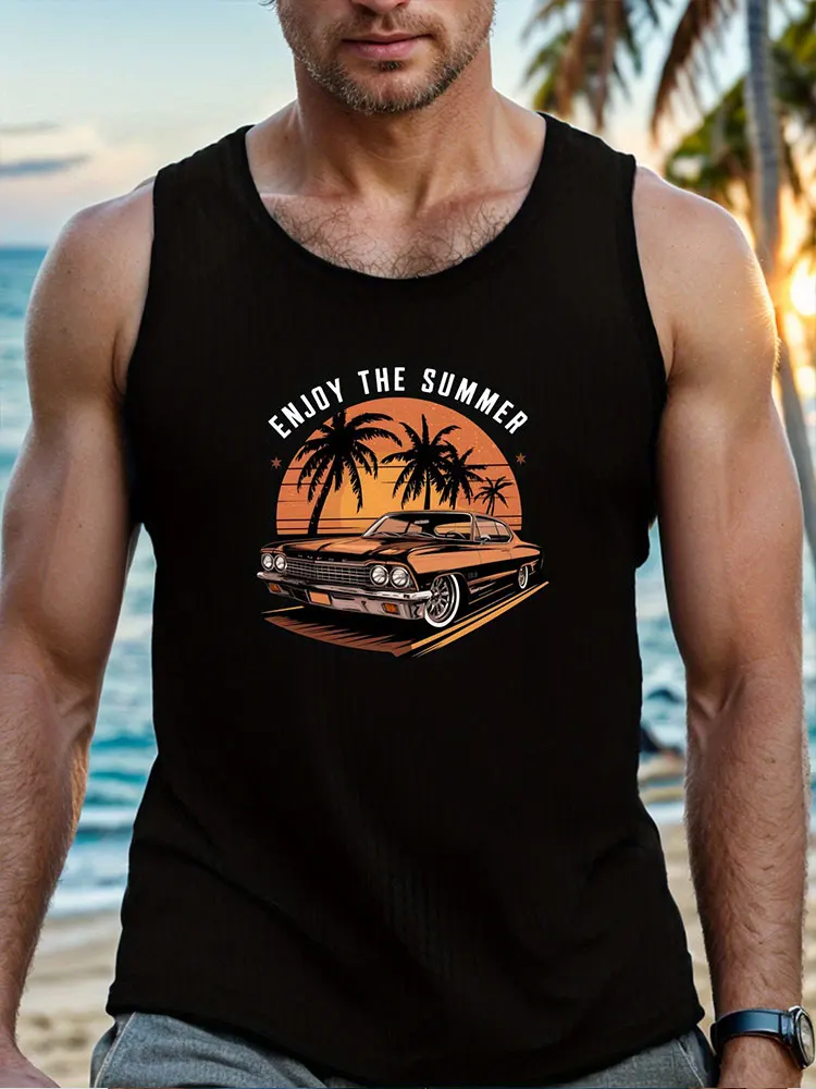 Summer Daily Casual Men\'s Tank Top Outdoor Beach Men\'s Sleeveless T-shirt Street Fashion Sports Tank Top Men\'s Sleeveless Top