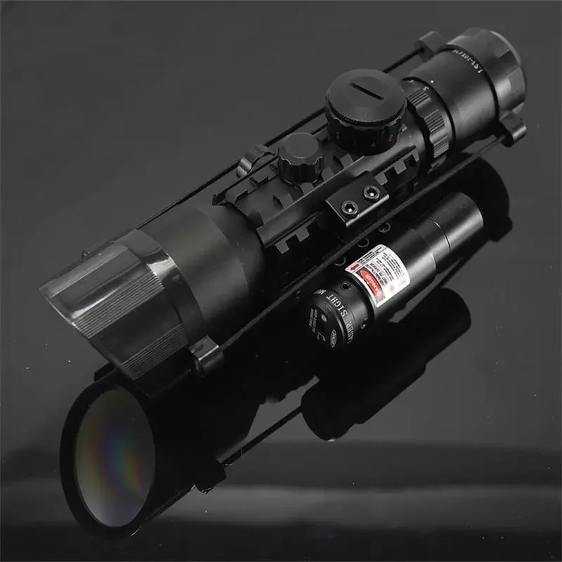 3-10X42E Laser Sight Scope Hunting Optical Scope Red/Green Dot for 20mm/11mm Rail Rifle scope Reticles Rifle Airsoft Air Hunting