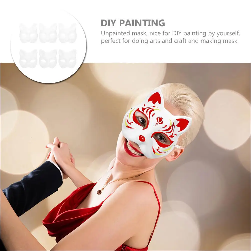

6 Pcs Blank Mask For Cosplay Party Blank Masks Unpainted Face Masquerade Cosplay Accessory