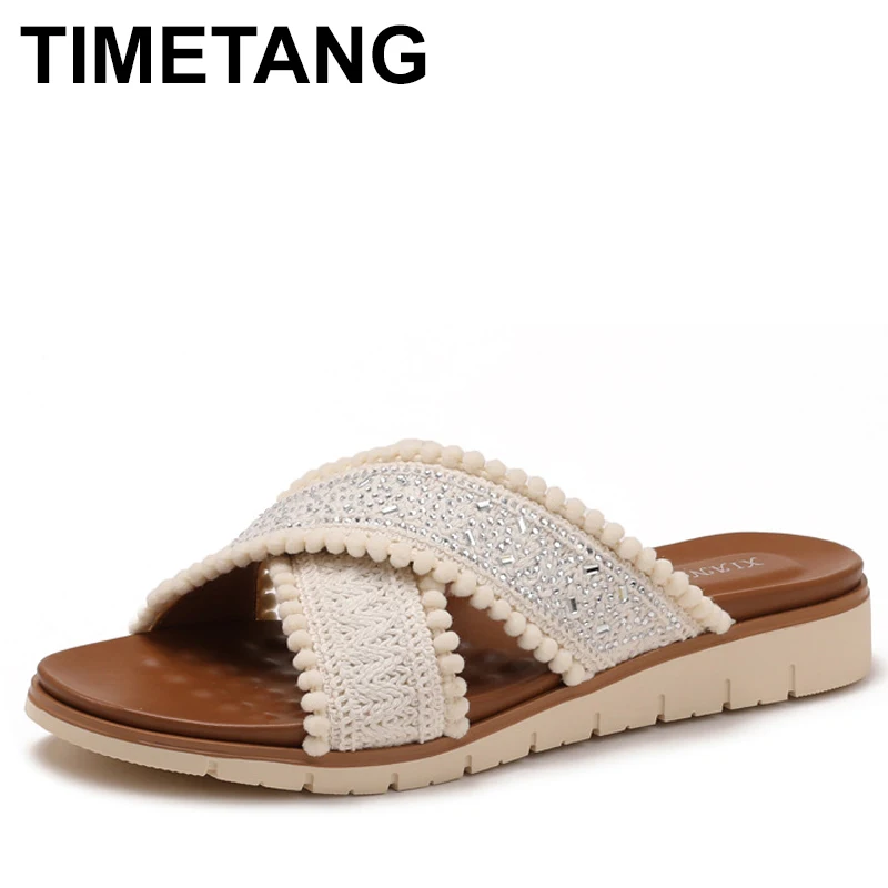 

Женские уличные летние винтажные пляжные тапочки с открытым носком на плоской подошве, повседневная одежда