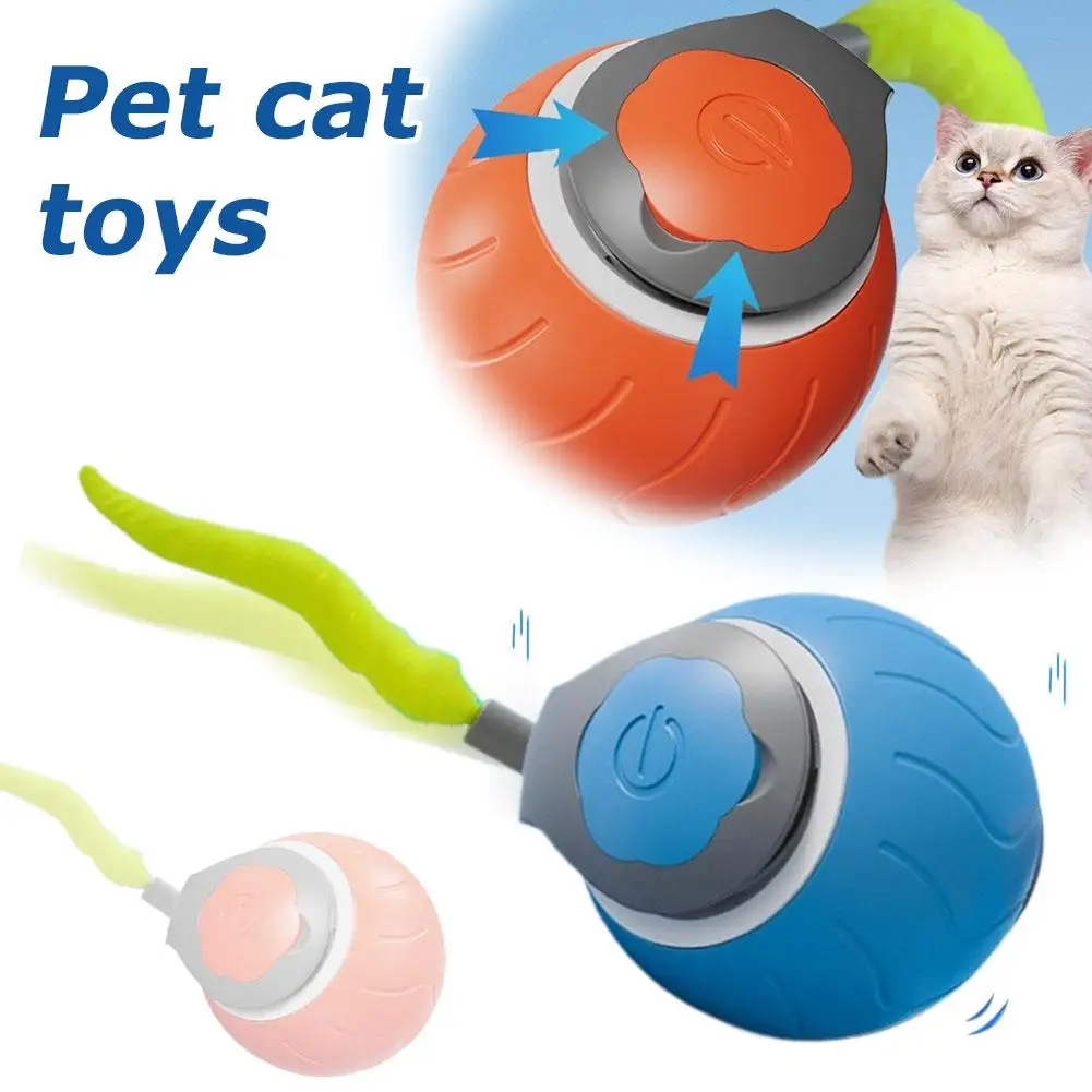 Smart Cats Toy Ball Electric Ball For Cats With Feather Teaser Intelligent Automatic Movement Active Scrolling Pet Toys Supplies