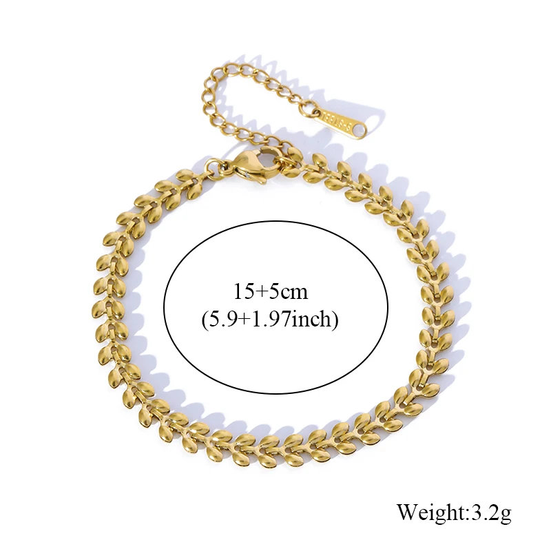 EILIECK 316L Edelstahl Metall Goldfarben Weizenkette Halskette Armband Set für Damen Trendiger Wasserdichter Schmuck Damengeschenk – Detail 6