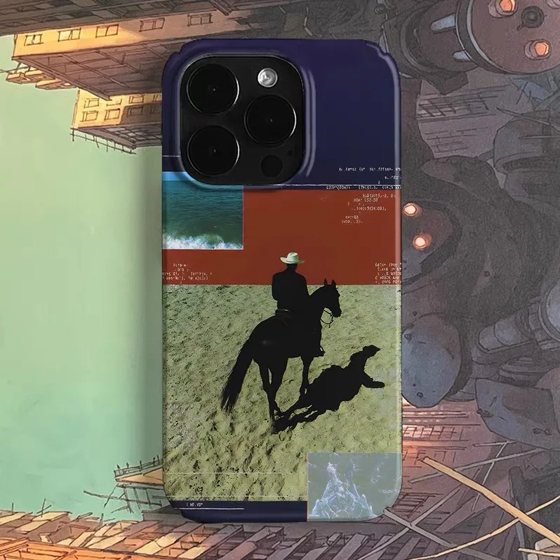 

Black Horse Knight Cartoon Illustration Phone Case for IPHONE 17 Air 16E 15 PROMAX 14 Plus 13 12 MINI 11 XR Acrylic Phone Cover