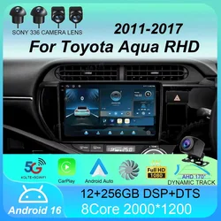 Android 16 Car Radio Carplay Auto WIFI+4G Multimedia Player For Toyota Aqua LHD RHD 2011 - 2017 Autoradio Stereo 2din Head Unit