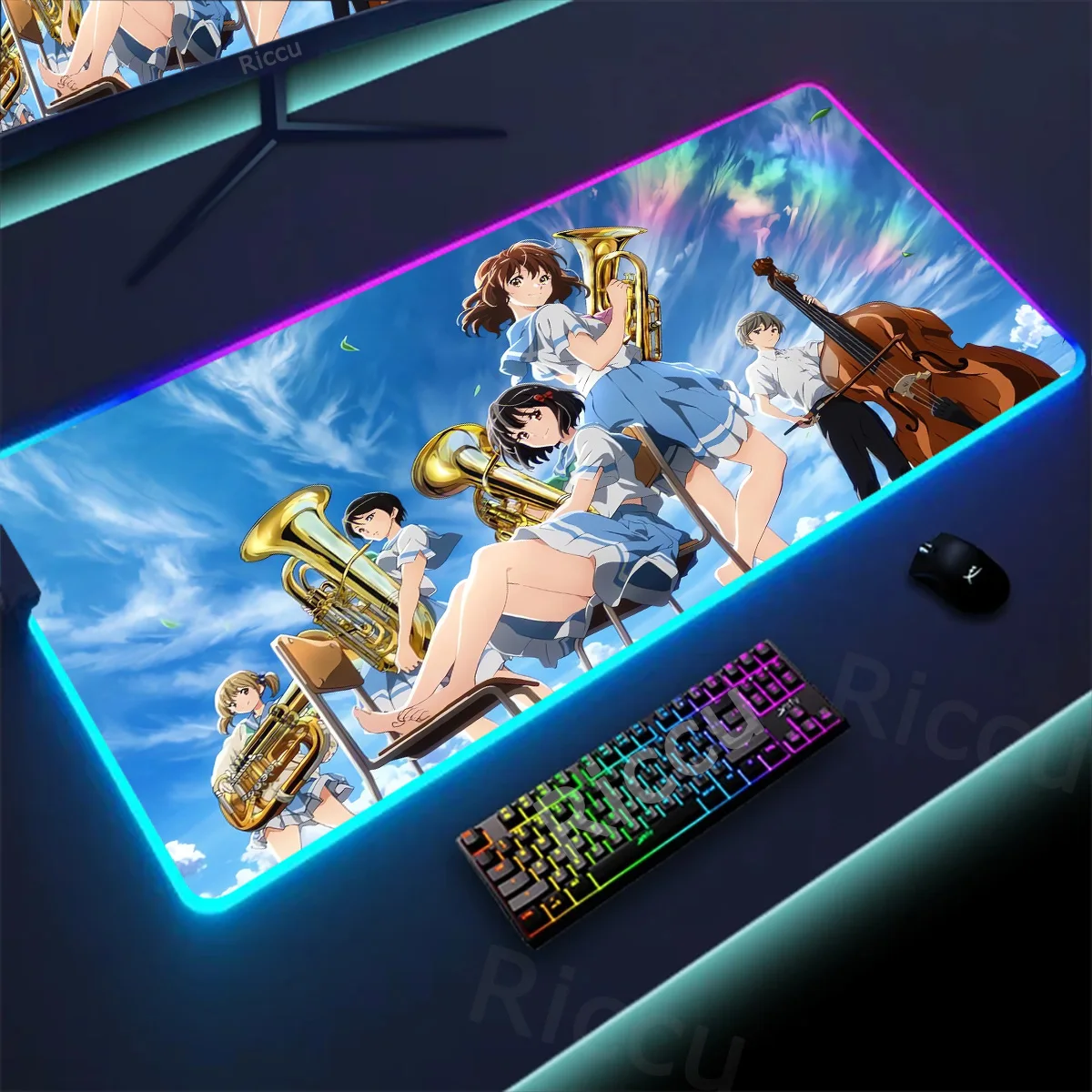 

Keyboard Mousepad Anime Sound Euphonium 3 RGB Pad Gaming Desk Protector Large Cartoon Deskmat XXL Printing Non-slip Accessories