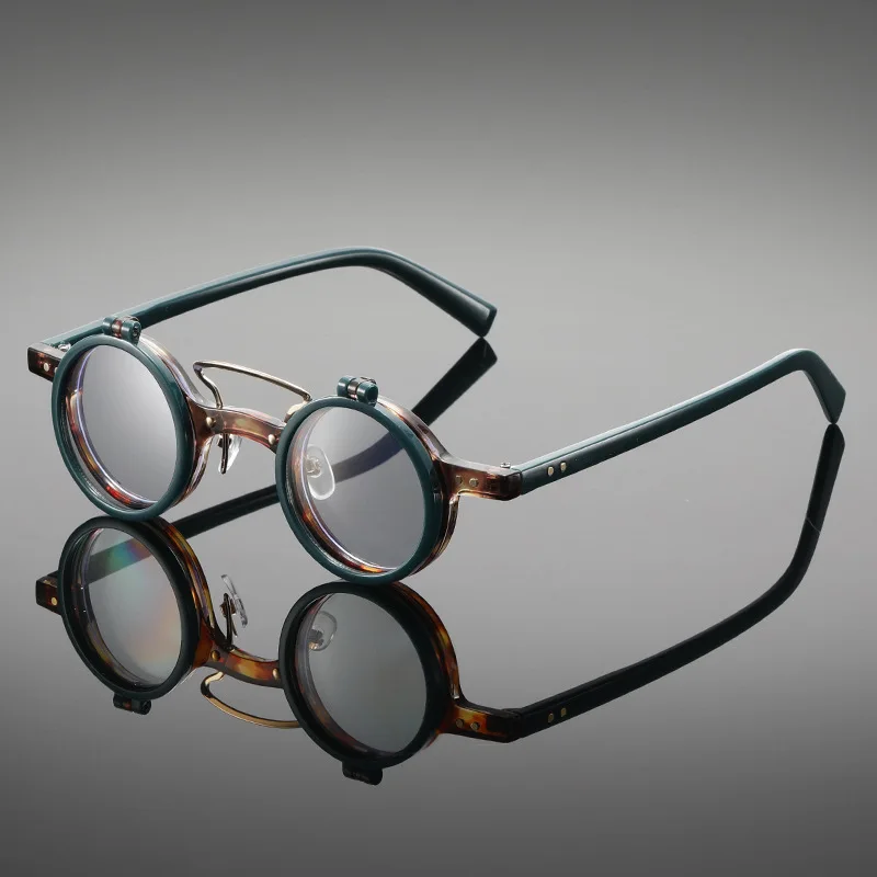 2026New Man Woman Sun Glasses Flip-up Sunglasses Retro Fashion Versatile Sunnies Unisex Punk Double Layer Circle Shades