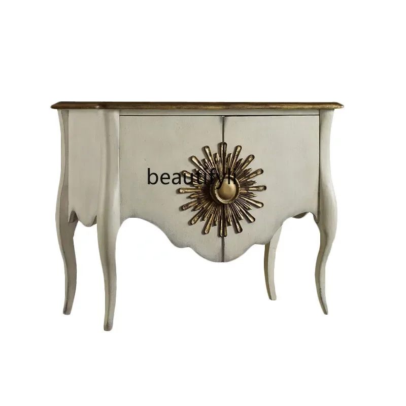 

AA American neoclassical European-style engraved solid wood dining side cabinet entrance cabinet, French retro decorative cabine