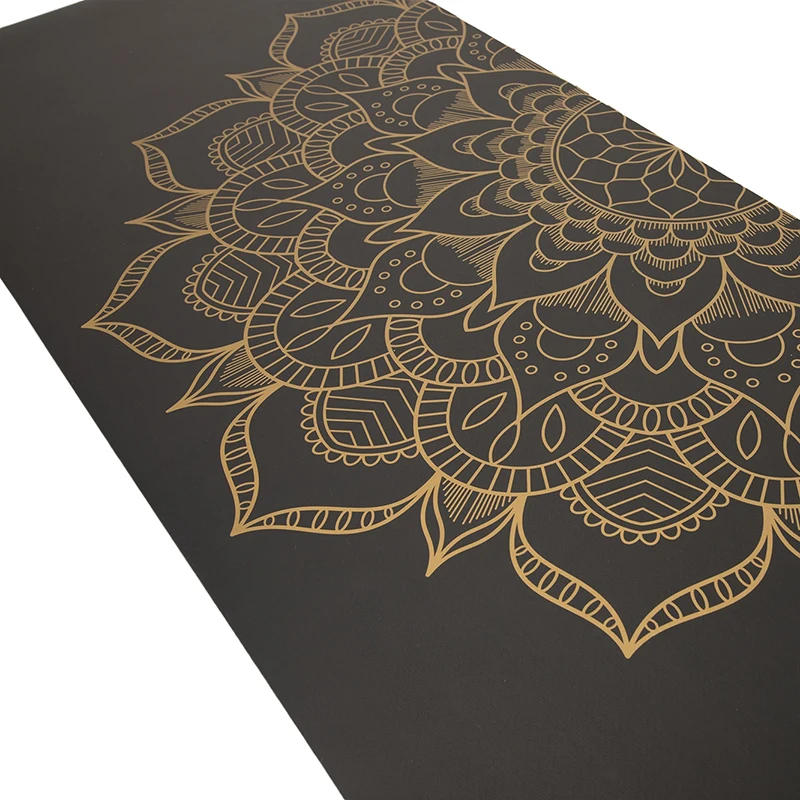 

Sports Home Gymnastics Accessories Non Slip Custom LOGO UV Print Gold Black Natural Rubber PU Yoga Mat