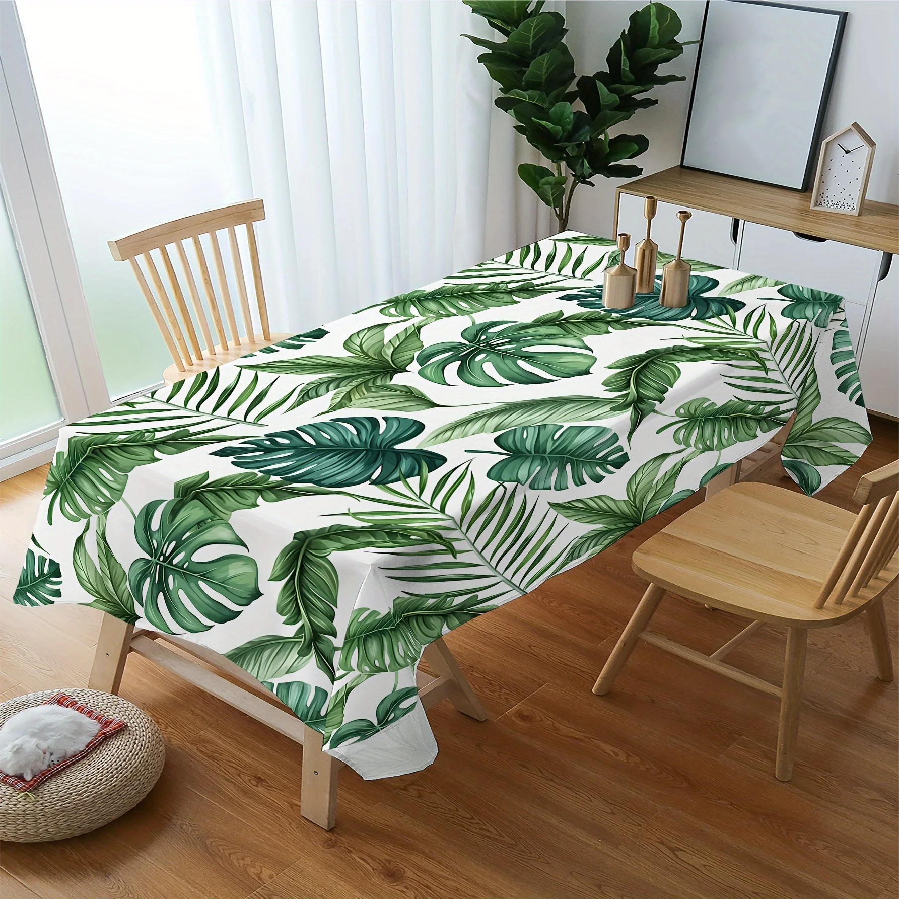 Tropical Palm Leaves Rectangle Tablecloth for Table Decor Summer Hawaii Plants Kitchen Dining Table Cloth Holiday Party Decor