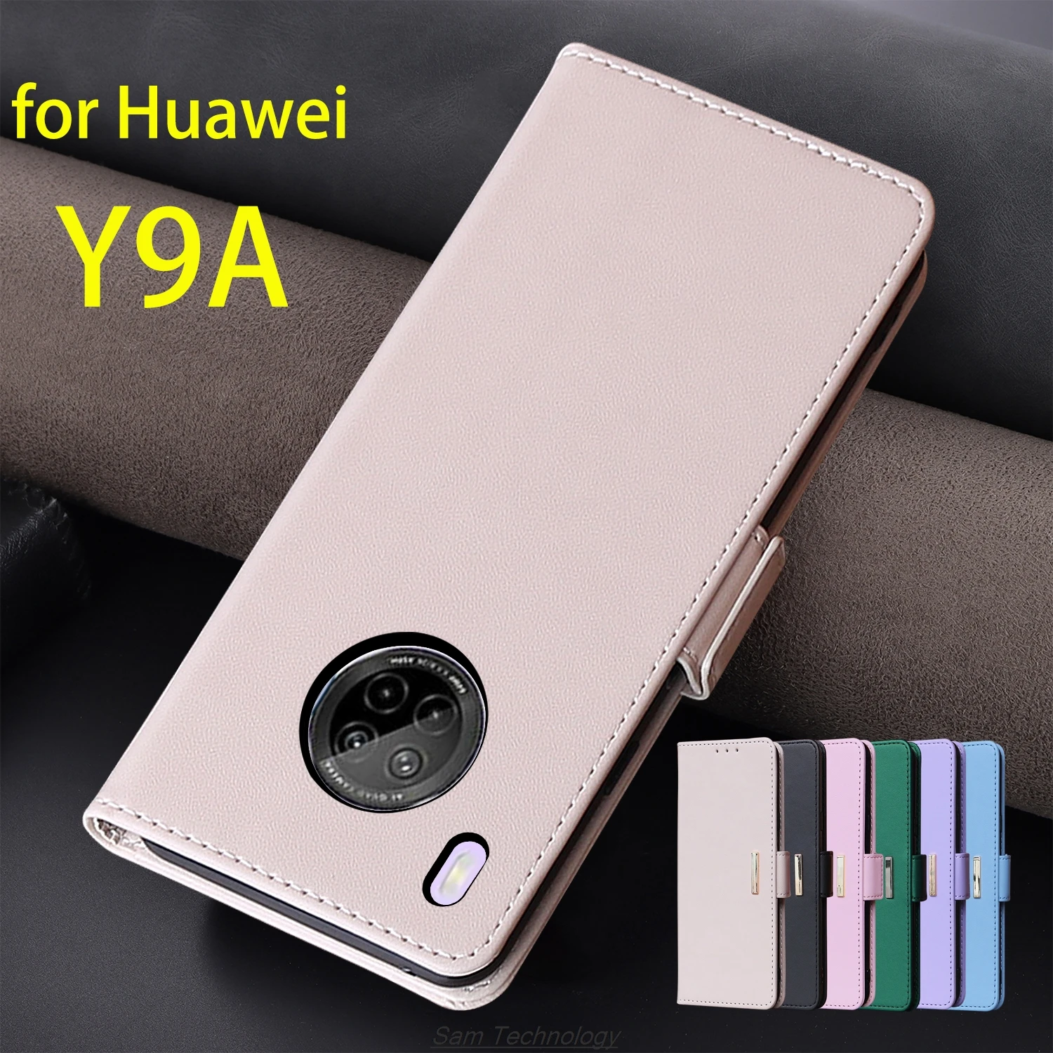 Magnetic buckle Leather Case for Huawei Y9A Wallet RFID BLOCKING Flip Cover female Simple Capa Fundas Coque