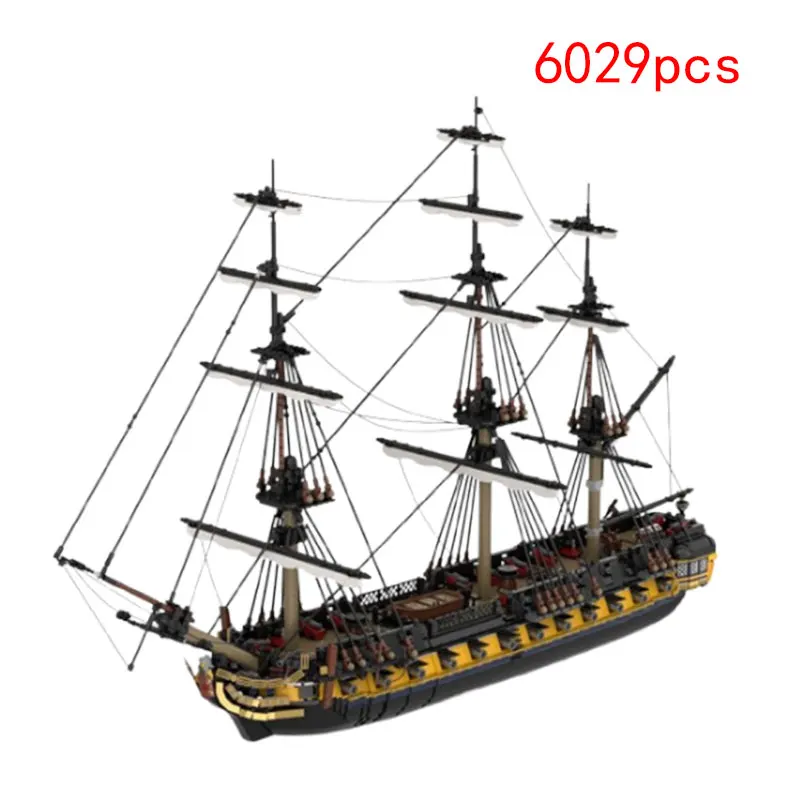 

Пятно MOC- 123262 6029 шт., сборка мелких частиц, строительные блоки, фрегат, большой корабль, игрушечные украшения, подарочный набор