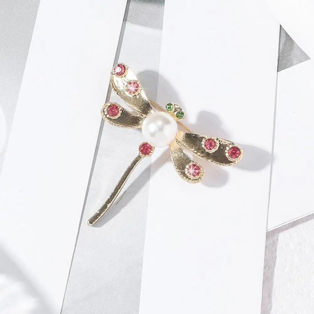 Collar Brooch Dragonfly Brooch Rhinestone Pin Faux Pearl Decoration Suit Coat Collar Accessory for Formal Party Wedding Dress