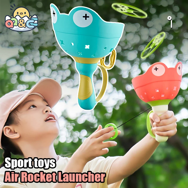 

Air Rocket Launcher Outdoor Toy Soaring Rocket Flying Disc Saucer Handle Launcher Kid Jump Sport Game Education Toy for Children