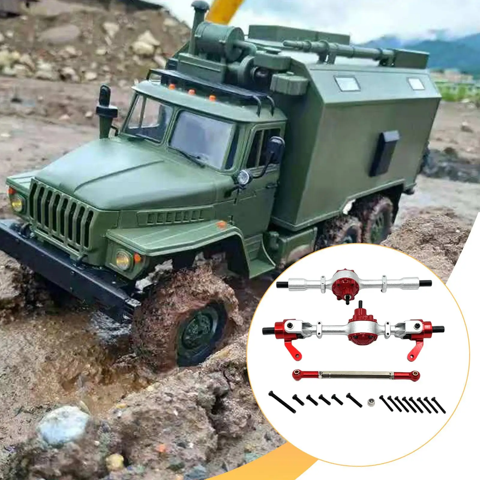 

RC Car Axle Upgrade Set Zinc Alloy Steel Front Rear Bridge Easy Install for 1/16 RC Cars Accessories