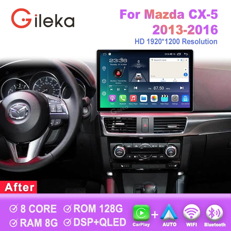 Mazda 13,1-дюймовый экран Carplay Android для Mazda CX-5 2013 2015 2015 2016 Автомобильный радиоприемник Carplay Авто Мультимедийный плеер GPS WiFi