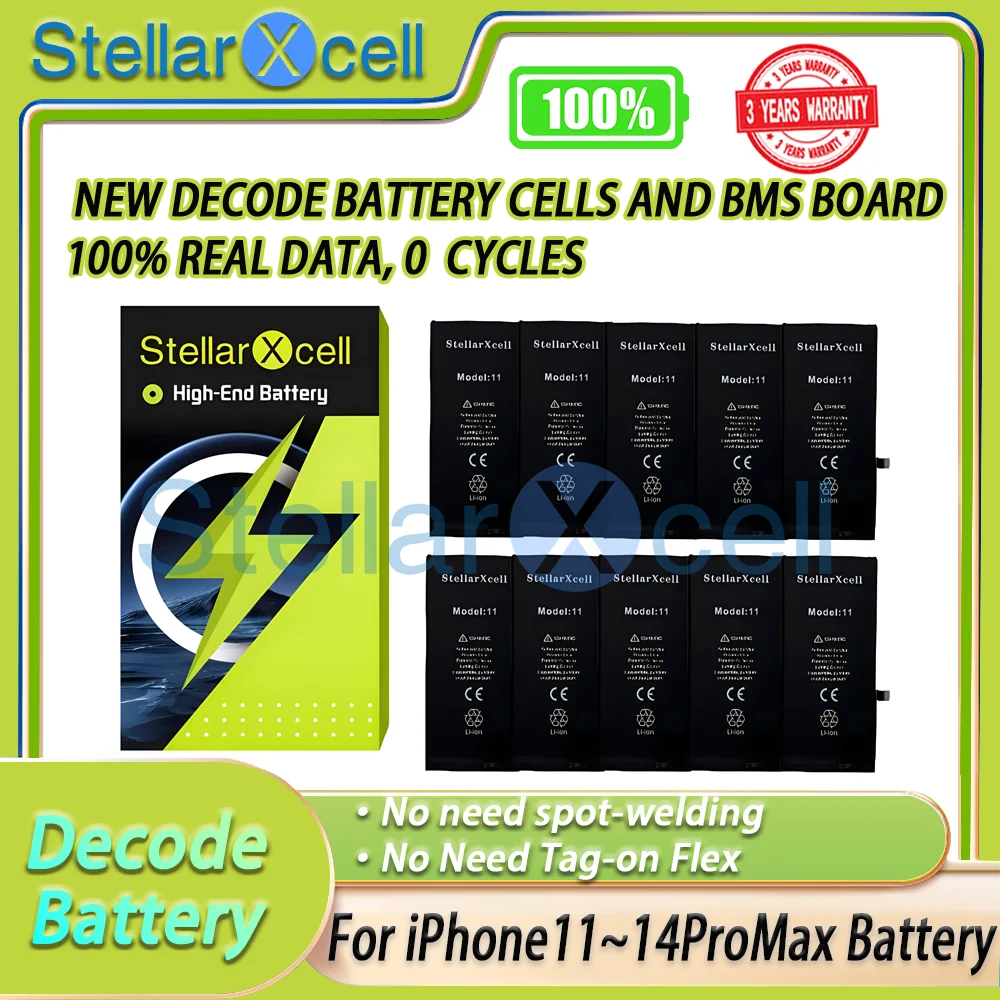 

10 шт. StellarXcell CrackBattery DecodeОригинальные детали без всплывающего сообщения для iPhone battery11promax 12promax13Pro Max 14Pro