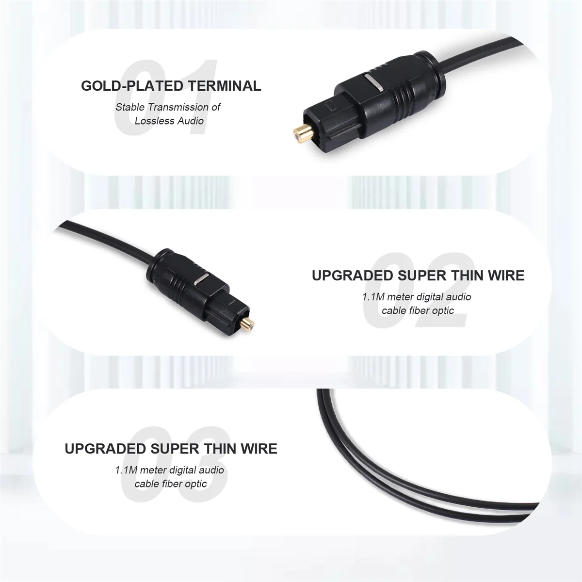 Neue 3 FT 1,1 M Meter Digital Fiber Optical Audio Toslink SPDIF MD DVD Kabel Blei Stecker