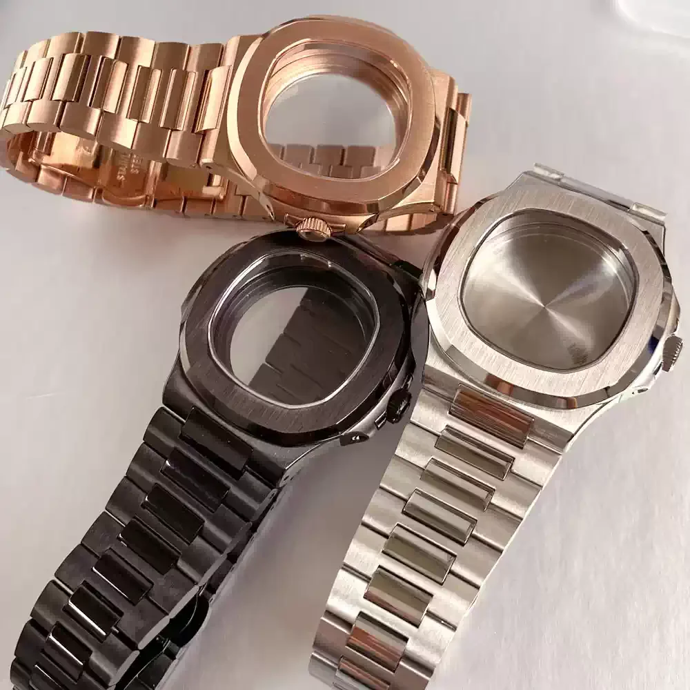 316L Stainless Steel Watch Case Band Kit For NH35 Movement 29mm Dial Sapphire Glass Transparent Back 100M Waterproof Square Watc