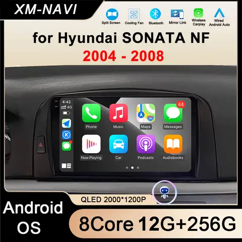 안드로이드 14 현대 소나타 NF 2004 2005 2006 2007 2008 Carplay 자동차 라디오 멀티미디어 플레이어 GPS 네비게이션 BT DSP Qled 스크린