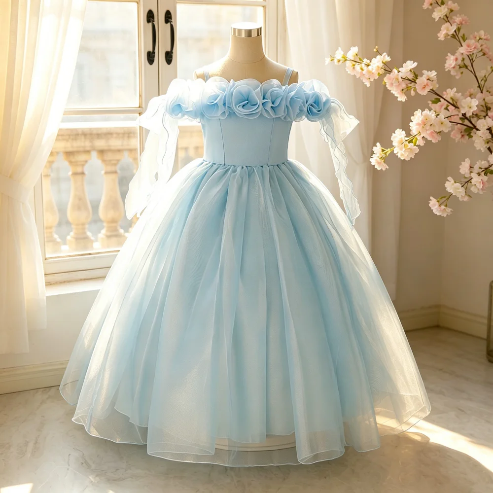 Girls' Formal Evening Dress Tulle Ball Gown Princess Dress Suitable for Piano Recitals Hosting and Performances