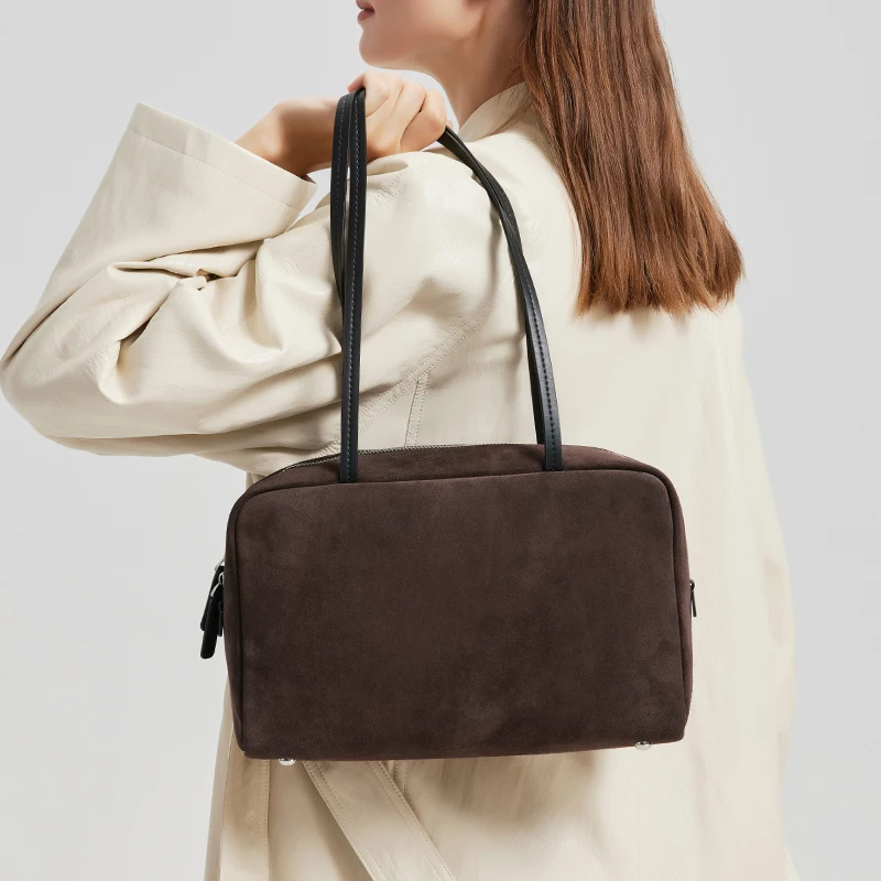 

New 2025 winter Women's suede leather bag Fashion Genuine Leather Crossbody Bag female Luxury Square Furry Shoulder Handbags