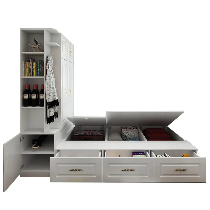 Couch rice bed wardrobe integrated bookcase combination modern simple small apartment storage storage children's bed