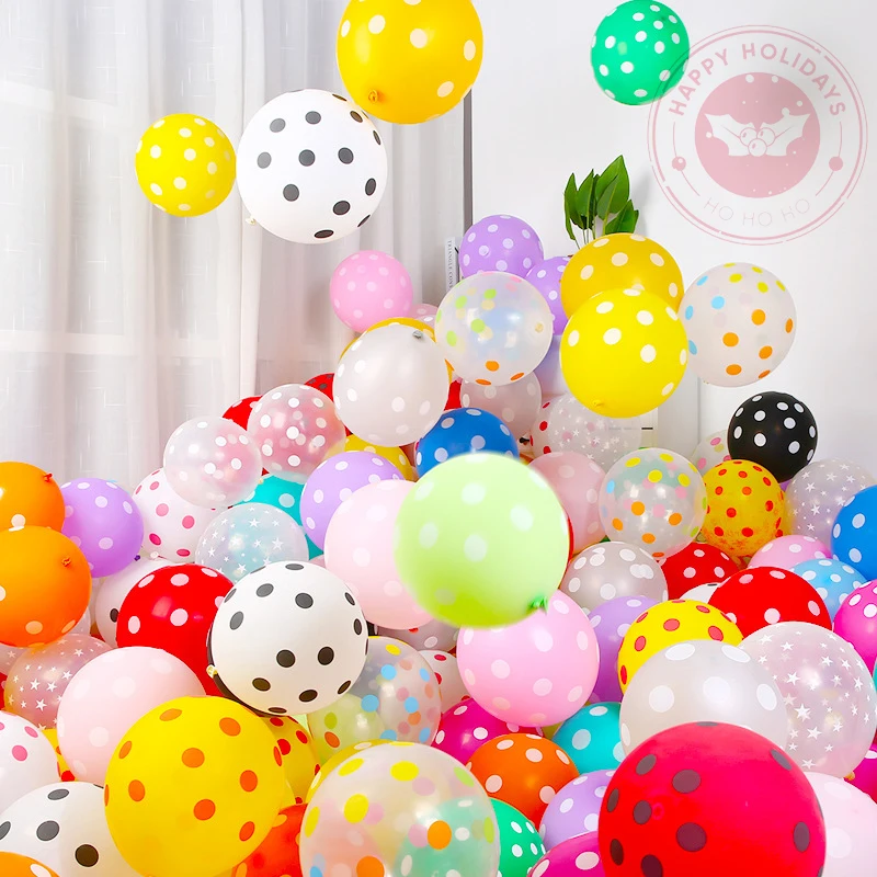 

12inch 2.8g Thickened Dot Balloon Transparent Dot Latex Helium Balloons Birthday Opening Wedding New Year Christmas Decoration