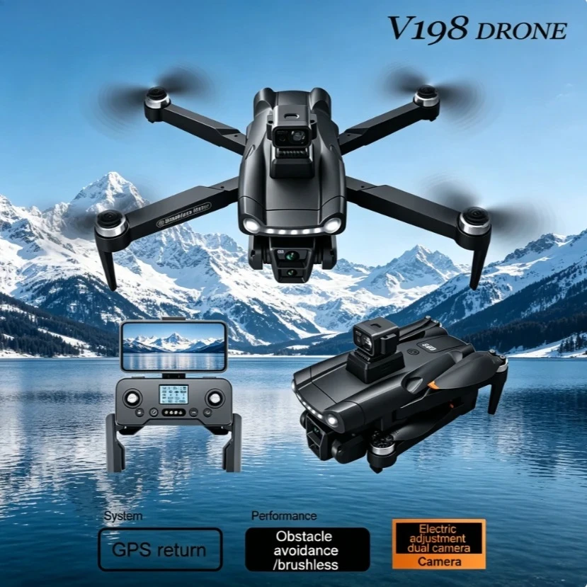 Original V198 GPS Mini Foldable Drone 8K Camera 5G FPV Brushless Optical Flow Laser Obstacle Avoidance Quadcopter Drone